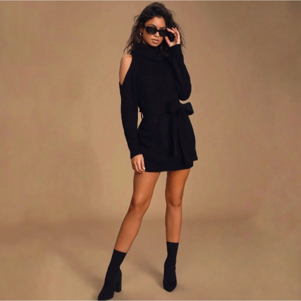 Worn once — Lulu’s black turtleneck sweater dress